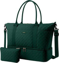 HOTOR Travel Duffel Bag - Weekender Bags for Women, Gym Tote Bags with Shoe Compartment, Carry On Overnight Bag with Toiletry Bag for Travel Essentials Travel Accessories, Dark Green, 13.4"×17.3"×7.9"