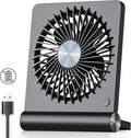 Koonie USB Fan, Strong Wind Ultra Quiet Small Desk Fan 220° Tilt Folding 3 Speeds Adjustable USB-C Powered Personal Fan for Home Office Desktop Black, NO BATTERY