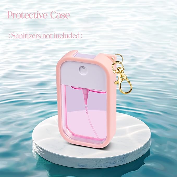 TERPINK Silicone Case Compatible with Touchland Hand Sanitizer Spray, Protective Case with Keychain for Power Mist and Glow Mist 1 fl oz, Hand Sanitizer Spray Accessory (Colourful 2, 3 Pack)