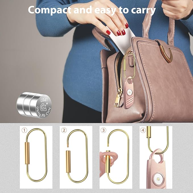 Personal Safety Alarm - 2 Pack, 140db Siren, Powerful Safe Sound, Personal Alarm with Strobe Light and Convenient Copper Ring Keychain