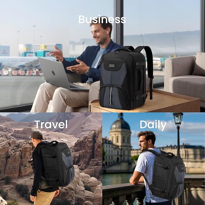 LOVEVOOK Travel Backpack,Expandable 50L Extra Large Travel Backpack for Men & Women,Carry on Backpack for Airplanes with 2 Packing Cubes, TSA Personal Item Travel Bag fits 18 inch Laptop