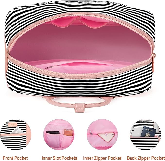 Weekender Bag for Women, Large Overnight Bag Canvas Travel Duffel Bag Carry On Tote with Shoe Compartment 21" 3Pcs Set