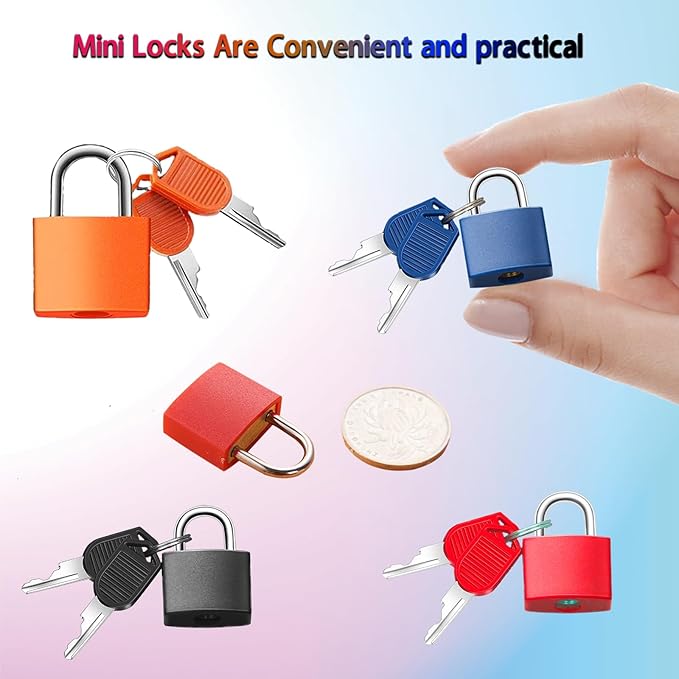 4 Pcs Suitcase Lock Small Luggage Locks with Keys Multi-Color Mini Padlock Plastic-Covered Copper Core Keyed Padlocks for Suitcase Backpack Bag Boxes Drawer Toolbox