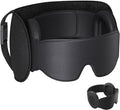 SARISUN Travel Pillow for Airplanes, Upgraded Airplane Pillow with 3D Eye Mask and Ear Cover for Long Flight, 360° Support Sleep Head Hold, Flight Essentials Plane Headrest, Stop Bobblehead, Black