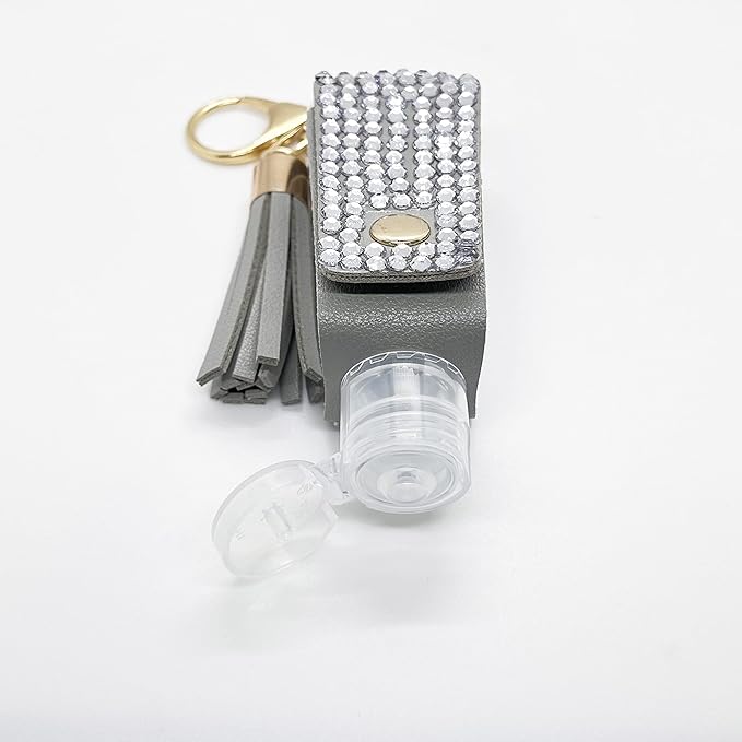 2 Pcs 1oz Bling Travel Bottle Case with Keychain, Travel Bottles for Alcohol, Hand Soap, Refillable Containers Portable