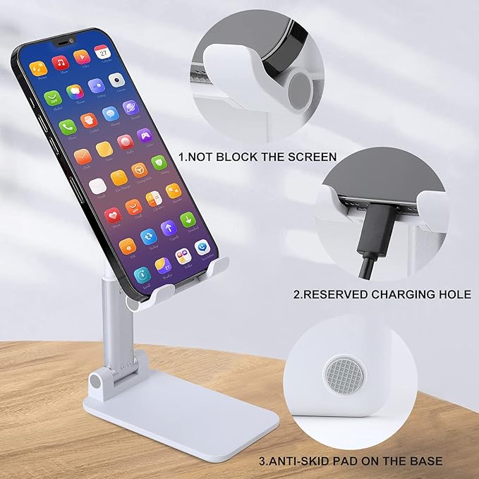 Black Shark Bite Portable Cell Phone Stand Foldable Desktop Phone Holder Adjustable Height Angle with Print Pattern