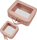 LETGO 2 Pcs Clear Makeup Bags with Zipper Toiletry Bags for Car Essentials Cosmetic Purse Pouches PVC Transparent Storage Pouch Travel Portable Car Organizer for Women Gift (Mini+Large Nude)