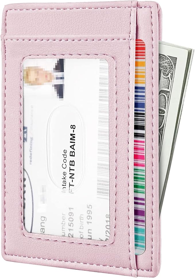 Travelambo Front Pocket Minimalist Leather Slim Wallet RFID Blocking Medium Size