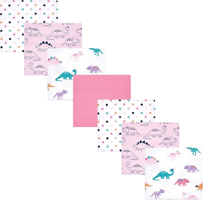 Hudson Baby Unisex Baby Cotton Flannel Receiving Blankets Bundle, CuteASaurus, One Size