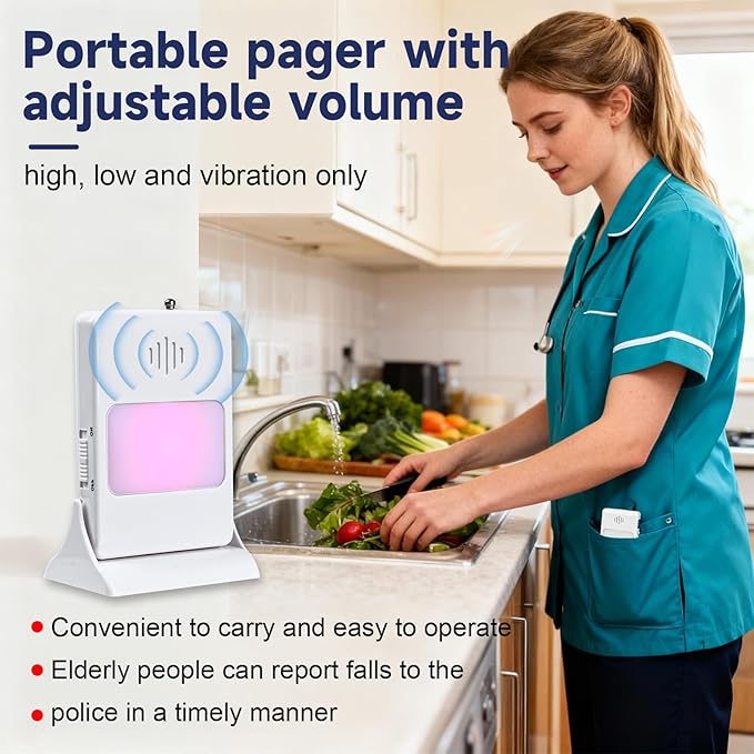 Chair Sensor Pad & Pager for Elderly Dementia Patients Caregiver Bed Alarm with 13.5" x 13.5" Motion Sensor Pad Fall Prevention for Elderly (Chair Pad)