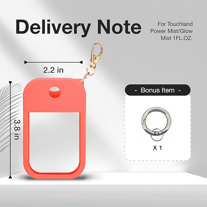 1 PC Soft Silicone Case for Touchland Power Mist (1FL. OZ./30 mL), Protective and Stylish Case with Keychain Compatible with Touchland Hand Sanitizer Spray (Red)
