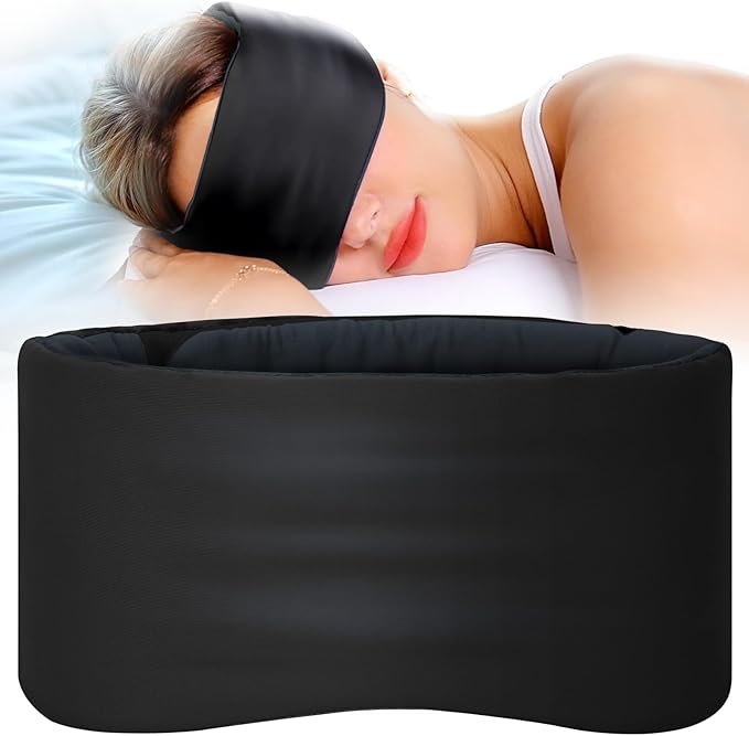 SARISUN Sleep Mask, Eye Mask for Sleeping, Upgrade Double Side Blackout Eye Cover for Women Men, Light Blocking Wider Adjustable Band for Side Sleeper, Travel, Nap, Ultra-Soft, Yoga, Relief Eye, Black