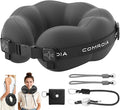 Travel Neck Pillow for Airplane Sleeping – 360° Head Support Prevents Bobbing, 100% Memory Foam Ergonomic Neck Cushion with No-Case-Needed Carry Strap for Long Flights & Car – Washable Cover (Black)