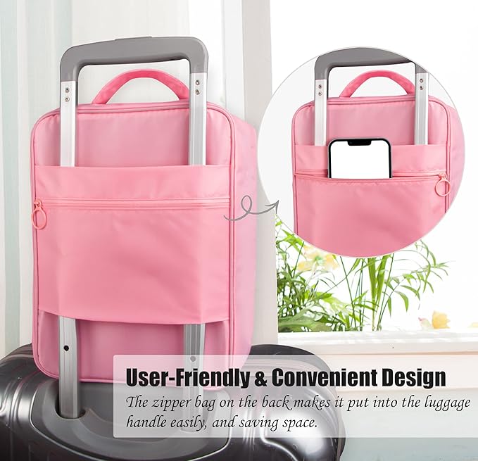 Travel Shoe Bag - Waterproof Shoe Organizer Holds 3 Pairs, Packing Cube for Suitcase Travel and Daily Use Storage Pouch with Handle (Pink)