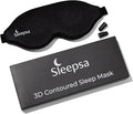100% Blackout Luxury Sleep Mask for Men, Women, Side Sleepers Ultra-Soft 3D Contoured Eye Masks for Sleep, Travel, Meditation – Adjustable Comfort Fit with Free Ear Plugs – Black