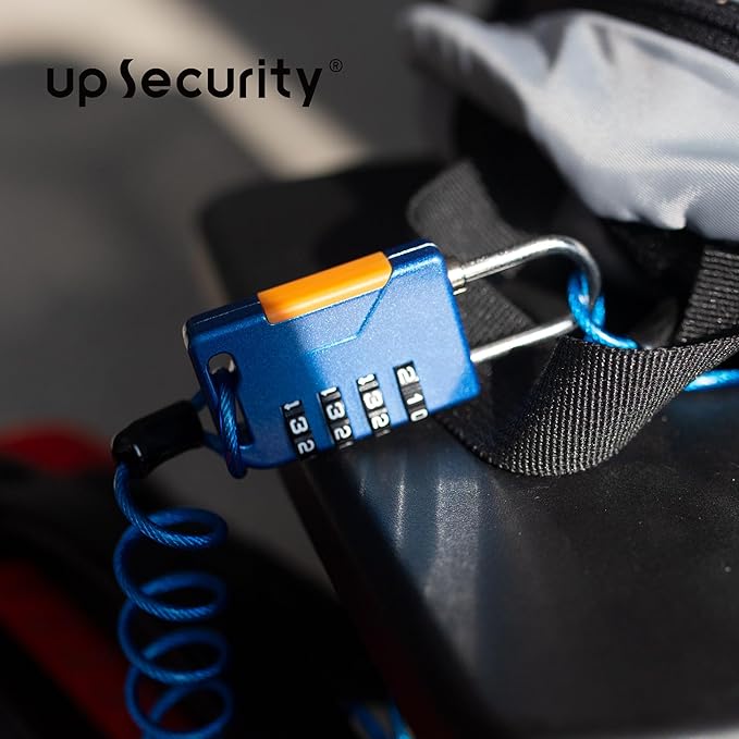 Ski Lock, Combo Lock with Retractable Cable (36in), Padlock Combination with Cable for Snowboard, Bike, Luggage, Suitcase, Locker, Fridge, Refrigerator, Cabinet, Outdoor Fence (Blue)