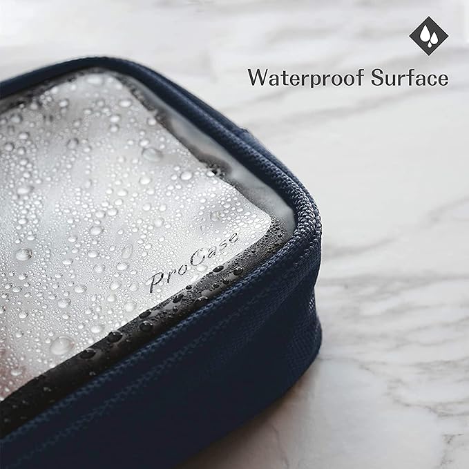ProCase TSA Approved Travel Toiletry Bag Pouch, Matte Clear Travel Organizer Airport Carry-On Checkpoint Airline Compliant Storage Bag -1 Pack, Navy