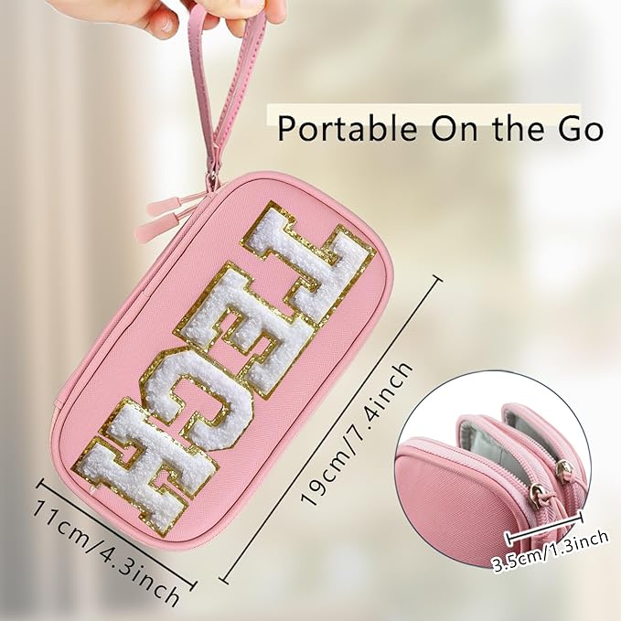 COSHAYSOO Personalized Electronics Travel Organizer Cable Management Case Phone Charger Charging Cords Tech Accessories Pouch, Unique Trip Gifts for Women Traveler College Teen Girls Vacation Pink