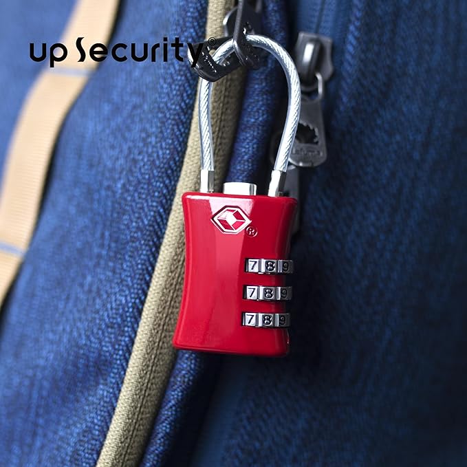 Suitcase Locks TSA Approved, Small Padlock Combination, TSA Locks for Luggage, Combo Travel Padlock with Code for Backpack, Gym Locker, Ammo Can (Black+Red)
