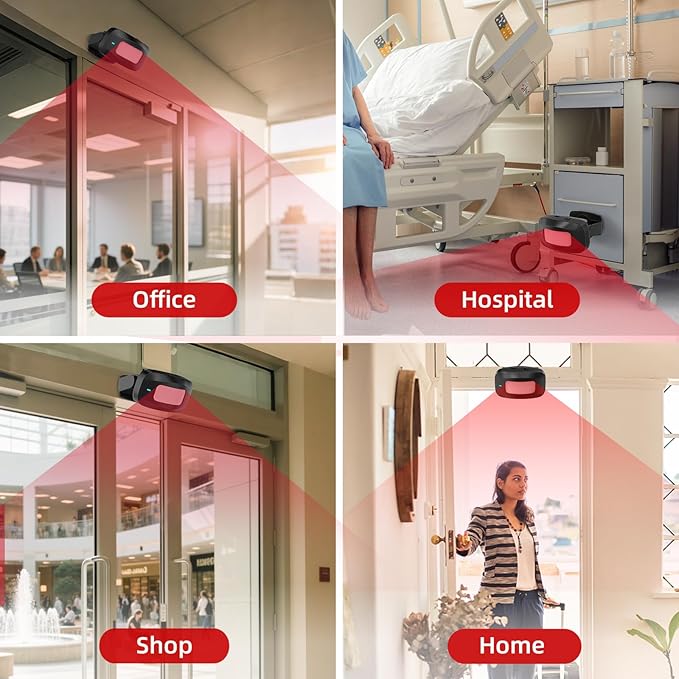 CallToU Wireless Motion Sensor Alarm Indoor Motion Detector Alarm Bed Alarms for Elderly Dementia Patients Motion Sensor Door Chime for Business with 500FT Range, 5 Adjustable Volume 2Sensor+1Receiver