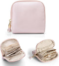 VLANDO Small Jewelry Travel Case,Jewelry Pouch Bags with Zipper,Velvet Jewelry Organizer Storage Bag for Bracelet Rings Earring Travel Essentials Gifts for Women Girl-Pearl Pink