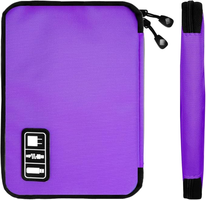 Lcsmaokin Electronics Travel Organizer,Portable Waterproof Electronic Travel Storage Bag for Small Charging Cord Storage,Charger,SD Card etc,for Travel,Business-Purple Green