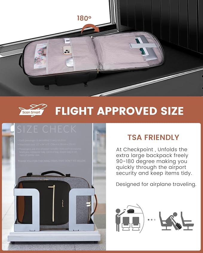 LOVEVOOK 50L Travel Backpack for Women & Men, Airline Approved Carry On Luggage with 3 Packing Cubes, TSA Overnight Bags, Waterproof Personal Item Bag, Weekender Essentials Backpacks fits 17" Laptop