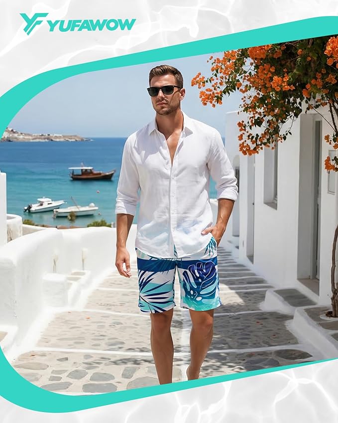 Men Swim Trunks 9 Inch with Mesh Lining Breathable Quick Dry Drawstring Pockets for Summer Beach Pool Board