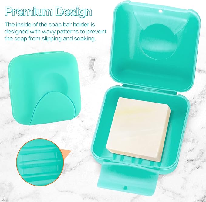 2 Pcs Small Size Plastic Soap Case Holder Container Box Home Outdoor Hiking Camping Travel,2.75 * 2.75 * 1.65 inch Blue