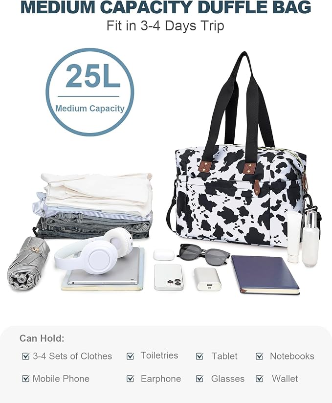 Pritent Travel Duffle Bag, Waterproof Weekender Overnight Hospital Bags for Women Men with Toiletry Bag Lightweight Carry on Personal Item Duffle Gym Bag for Travel, Airplanes, Sports