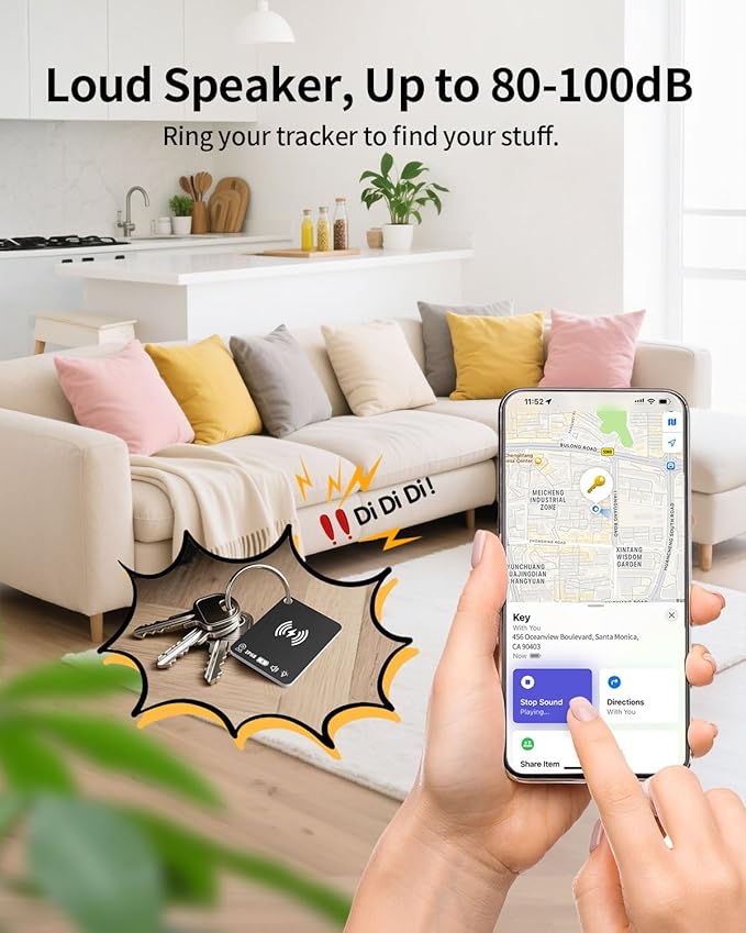 Wallet Tracker Card Works with Apple Find My (iOS Only), Rechargeable Air Tracker Tag Smart Card, Item Finders for Key, Wallet, Luggage, Backpack, Suitcases, Passport et (1 Pack Black)