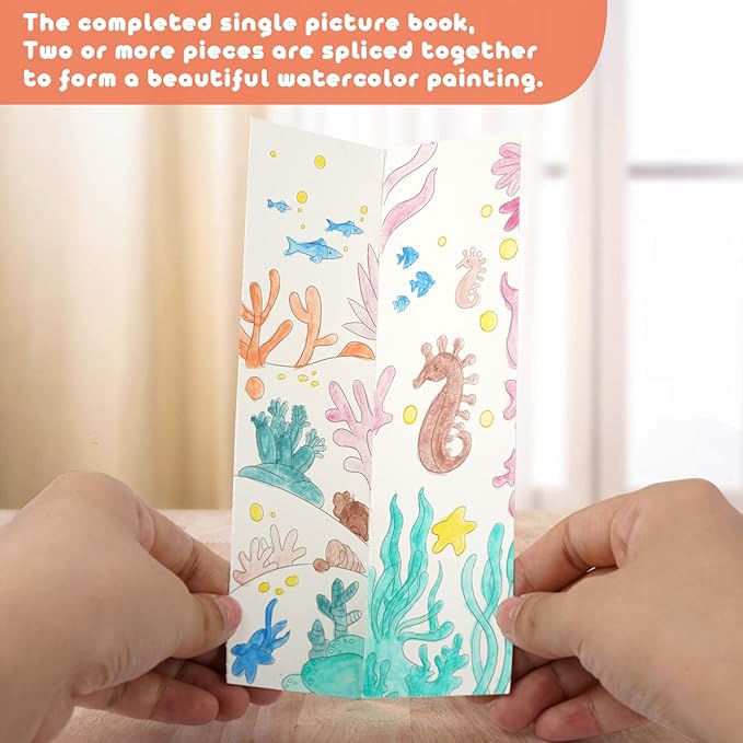 Cavnewt Paint with Water Coloring Book for Kids, Pocket Mess-Free Watercolor Painting Kit with Brush & Refill, Animal Forest Theme Travel Activity Toy,Easter Basket Stuffers Gifts for Kids