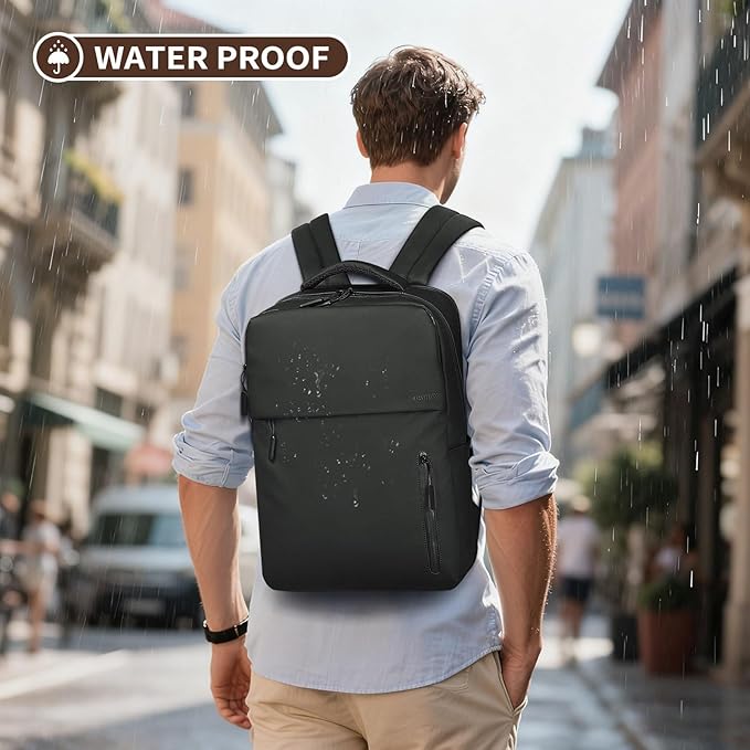 Lightweight 20L Commute Backpack for Men & Women, Water-Resistant Travel Daypack with 15.6-Inch Laptop Compartment & Anti-Theft Pockets, Black