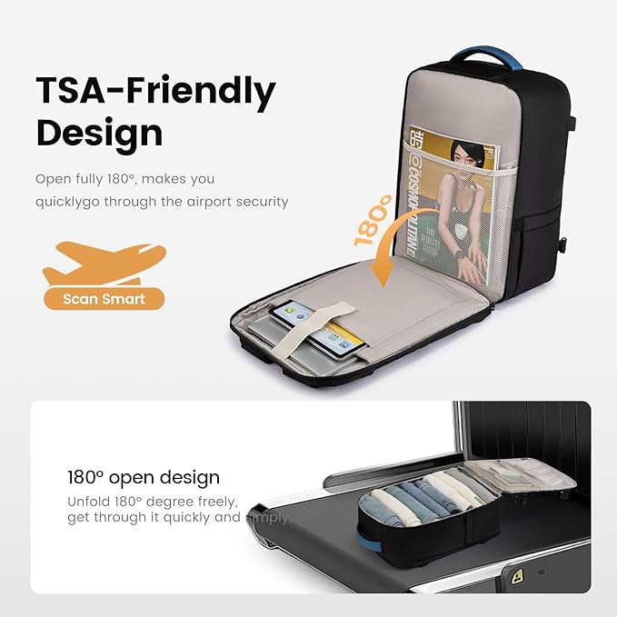LOVEVOOK 40L Travel Backpack for Men, Airline Approved Carry On Bag with 3 Packing Cubes, TSA Overnight Bags, Waterproof Personal Item Bag, Weekender Essentials Backpacks fits 17.3" Laptop