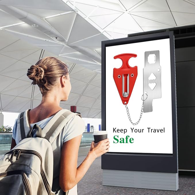 Portable Door Lock for Travel Lock Home Security Door Latch in Prevent Unauthorized Entry School Apartment Hotel(Red)