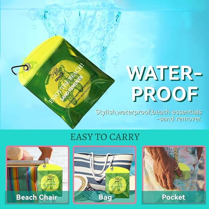 MNZZ Beach Sand Remover Bag Sand Eraser Quick Dry Pouch for Travel Pool Picnic Blanket Chair Cover Umbrella Tent Shell Toy Shovel Canopy Shade Hat Holder Clip Outdoor Accessories