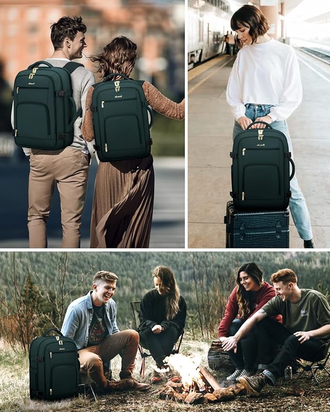 LOVEVOOK Carry On Travel Backpack For Women Flight Approved, 50L Personal Item Travel Bag for Airplanes, Business Weekender Fit 18 Inch Laptop, Waterproof Overnight Daypack with 3 Cubes