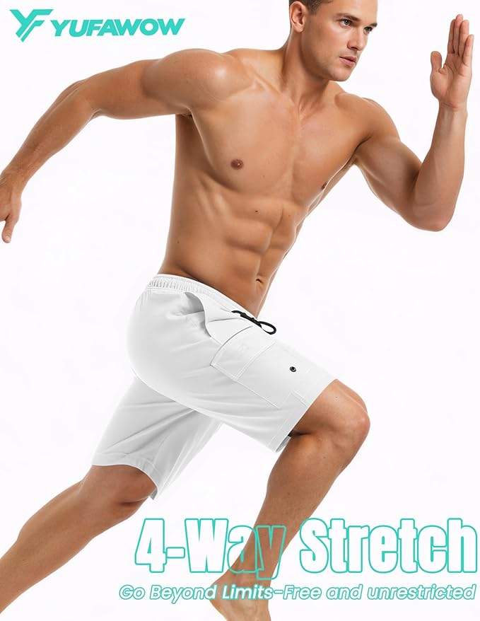 Men Swim Trunks with Compression Liner Quick Dry Breathable Multi Pockets for Summer Beach Cruise Water Park