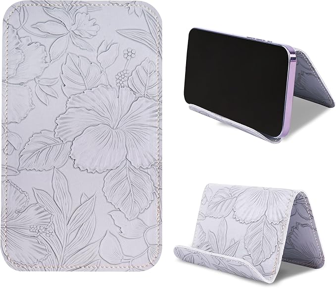 Airplane Travel Essentials for Flying Flex Flap Cell Phone Holder & Flexible Tablet Stand for Desk, Bed, Treadmill, Home & in-Flight Airplane Travel Accessories(1-Carved Grey)