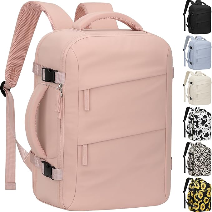 Tenot Carry on Backpack for Women TSA Approved 15.6 Inch Travel Laptop Backpack for Women Travel Essentials Womens Travel Backpack Suitcase Pink