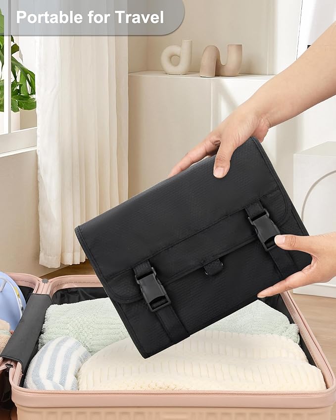 Relavel Large Toiletry Bag Travel Bag for Men, Travel Hanging Toiletries Bag with Hanging Hook, Large Capacity Door Room Essentials, Travel Organizer for Full Sized Cosmetics and Accessories - Black