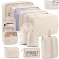 Packing Cubes 11 PCS, Mesh Breathable Luggage Organizers Bags, Packing Organizers, Durable Travel Essentials Bags Set, Travel Packing Organizers,Beige