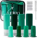 unigo Silicone Travel Bottles Set for Toiletries, Airplane Approved TSA Carry On Size, BPA Free Leakproof Refillable Squeeze Containers with Labels, Cleaning Brush and Covers (Green)