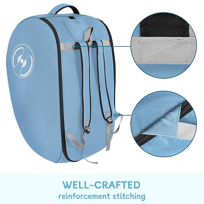YOREPEK Padded Stroller Travel Bag for Airplane, Fits for Doona Stroller with isofix Base, Sturdy Stroller Bag Backpack with Lockable Zipper, Foldable Stroller Cover for Baby Travel,Ocean Blue