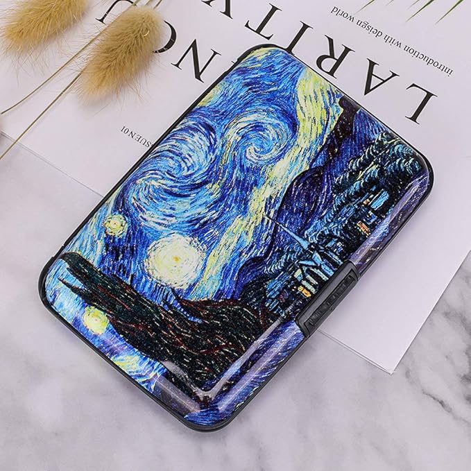 ELFISH RFID Blocking Credit Cards Holder Aluminum Wallet Metal ID Case for Men Women (see moon)