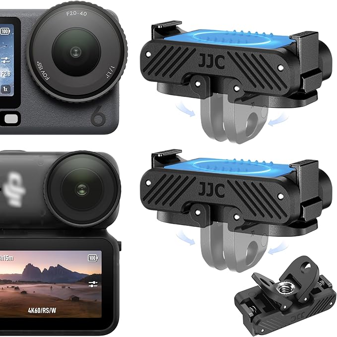 JJC 2 Packs Action 6 Magnetic Quick Release Adapter for DJI Osmo Action 6 Nano Accessories, Dual Direction Magnet, Replace OEM Quick Release Mount, Folding Claws & 1/4"-20 Screw Hole,Heavy Duty Nylon