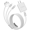 Travel Essentials for Apple Watch Charger,iPhone Charger,Type C Multi Fast Charging Cable Cord with 20W Charger Block,Portable Designed for iWatch 11-2,iPhone 17-11,Galaxy 25,Home,Office-5FT