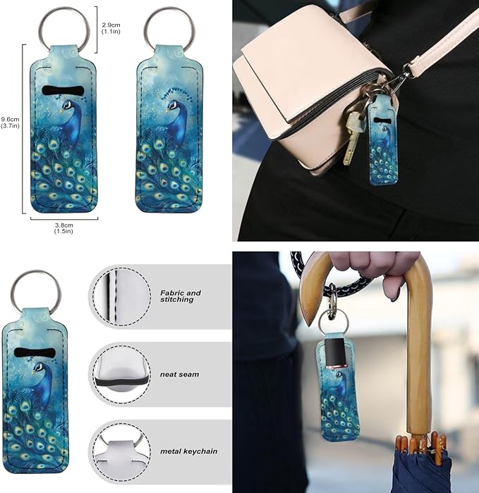 Suobstales 3Pcs Travel Bottles Keychain Holder Set,Travel Bottle Sleeves+Neoprene Chapstick Holders+Lanyard Keychain