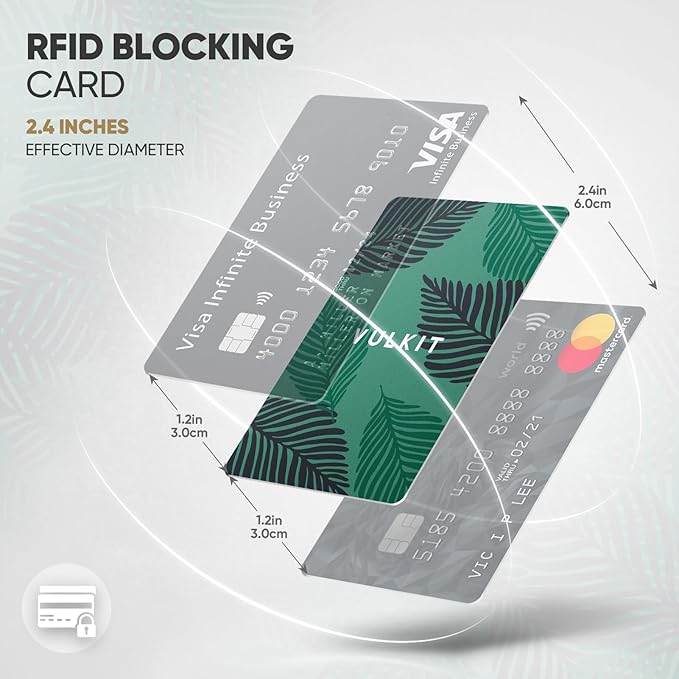 VULKIT RFID Blocking Cards, Slim RFID Card Blocker & NFC Contactless Card Protector for Your Wallet and Passport for Travel, Outdoor (2, Leaf)