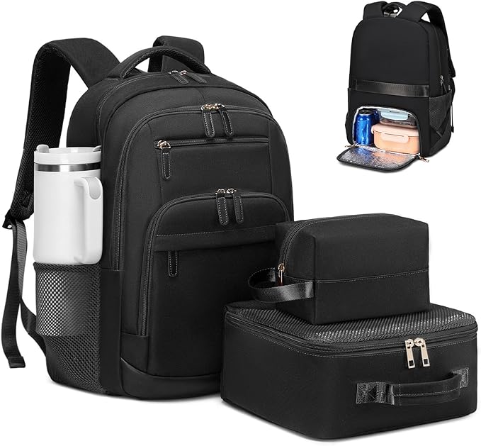 BOVIP Travel Backpack For Men Women,40L Carry On Backpack Flight Approved,TSA Personal Item Travel Bag Fits 17 Inch Laptop,Business Weekender Overnight Daypack Black